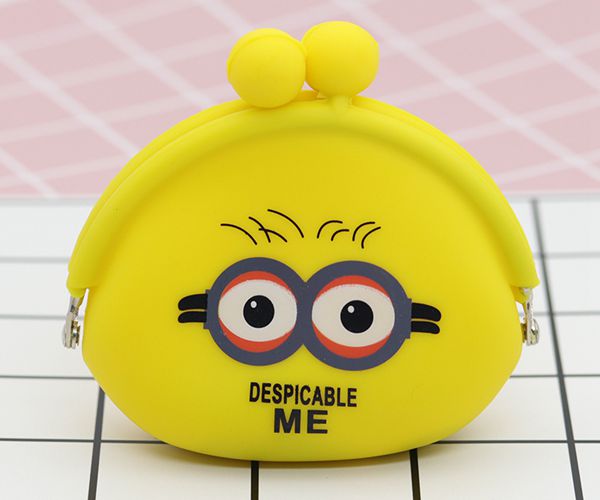 便攜硅膠錢包，卡扣硅膠零錢包，小黃人零錢包